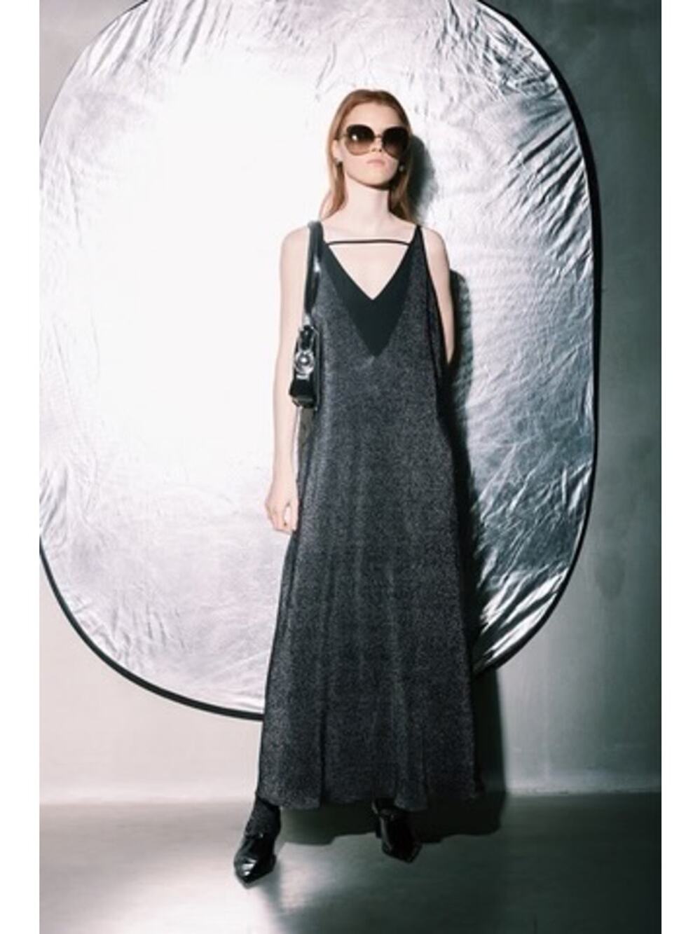 NWT Julia Allert Fashion Evening Double Dress Metallic Black XS Glams Edgy Flowy